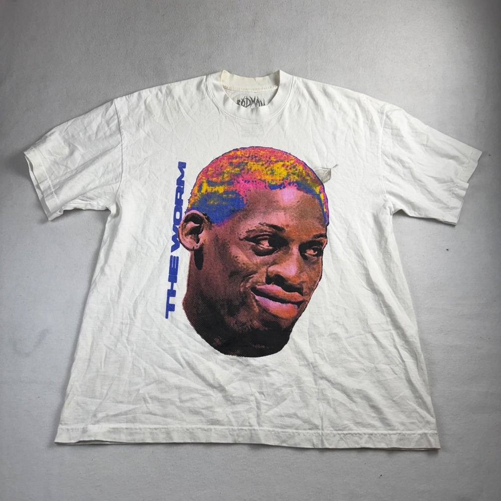 Rodman Apparel Dennis Rodman The Worm Graphic T-Shirt White XL Mens NBA Bulls